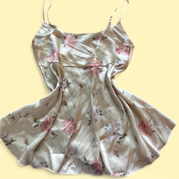 Floral Pink and Cream Slip Dress - Picture 3 of 5